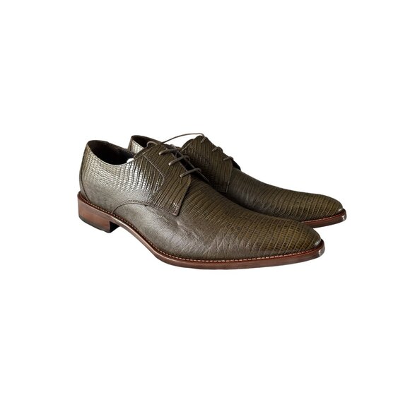 Paul Fredrick Mens US 10.5 M Italian Leather Oxford Shoes Brown Lizard Print - Picture 3 of 12